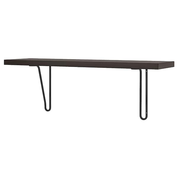 Ikea BERGSHULT / FÖRLÄGGARE - Wall shelf, brown-black/black, 80x20 cm