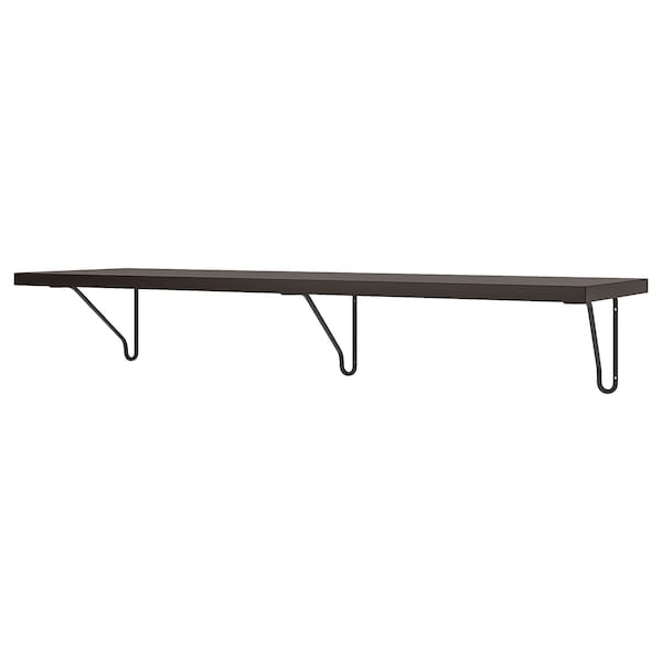 Ikea BERGSHULT / FÖRLÄGGARE - Wall shelf, brown-black/black, 120x30 cm