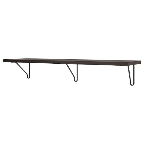 BERGSHULT / FÖRLÄGGARE - Wall shelf, brown-black/black, 120x30 cm