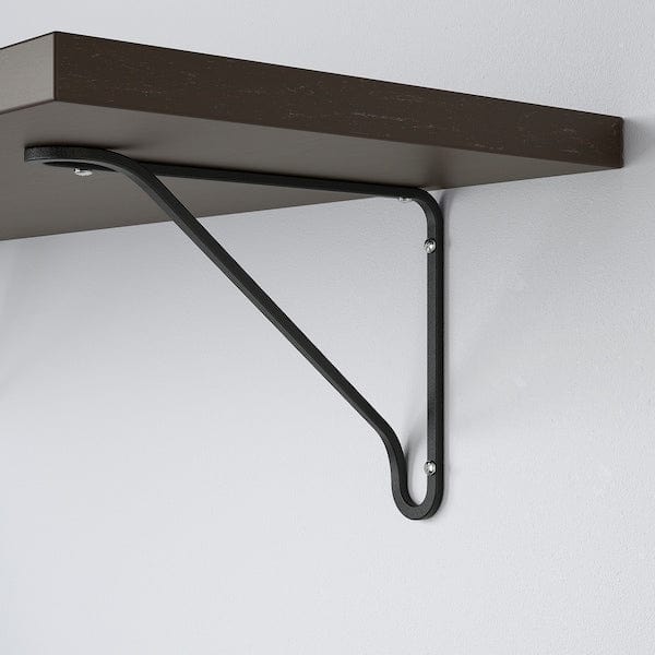 Ikea BERGSHULT / FÖRLÄGGARE - Wall shelf, brown-black/black, 120x30 cm