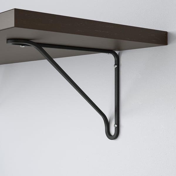BERGSHULT / FÖRLÄGGARE wall shelf, brown-black/black, 80x30 cm