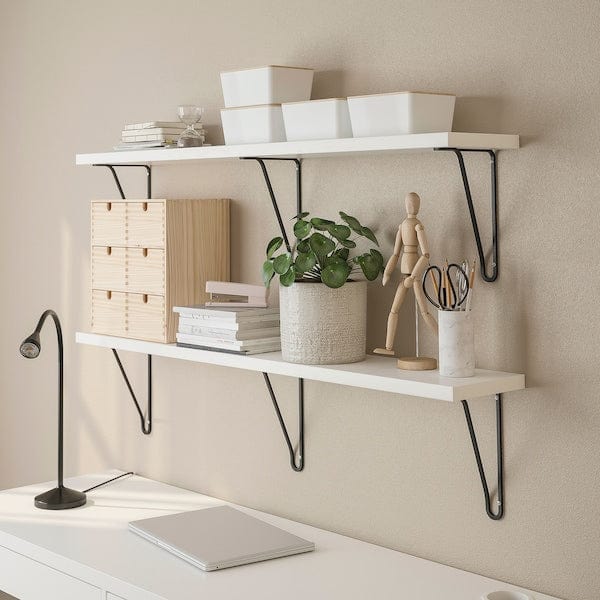 Ikea BERGSHULT / FÖRLÄGGARE - Wall shelf, black/white, 120x20 cm