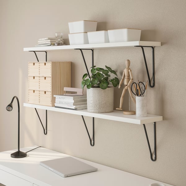 BERGSHULT / FÖRLÄGGARE wall shelf, black/white, 120x20 cm