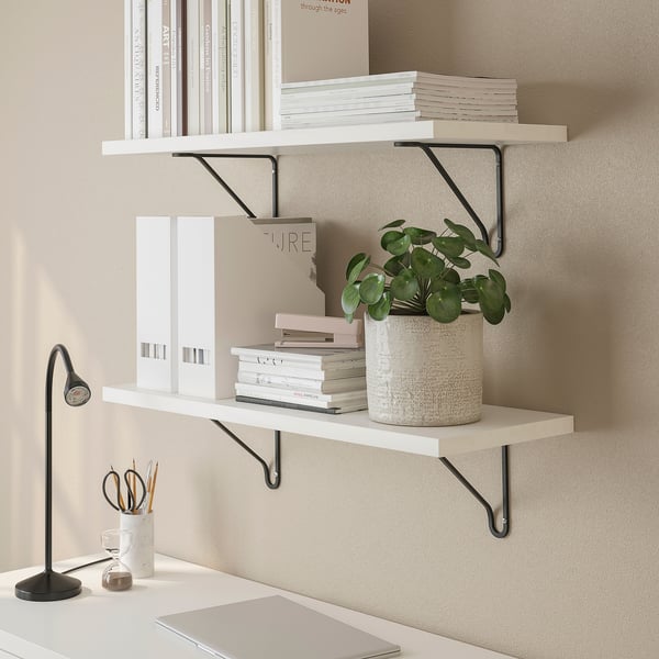 BERGSHULT / FÖRLÄGGARE - BERGSHULT / FÖRLÄGGARE Wall shelf, black/white, 80x30 cm