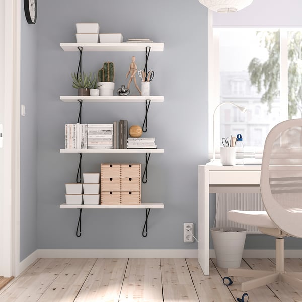 BERGSHULT / FÖRLÄGGARE wall shelf, black/white, 80x20 cm