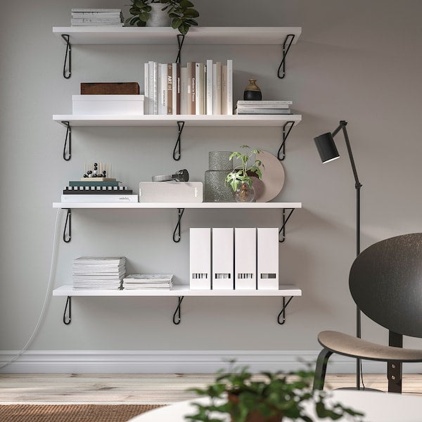 BERGSHULT / FÖRLÄGGARE - Wall shelf, black/white, 120x30 cm