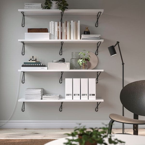 Ikea BERGSHULT / FÖRLÄGGARE - Wall shelf, black/white, 120x30 cm