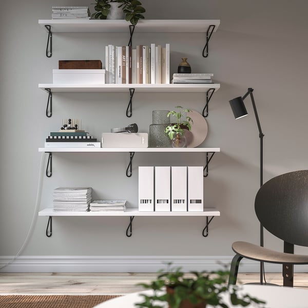 BERGSHULT / FÖRLÄGGARE wall shelf, black/white, 120x30 cm