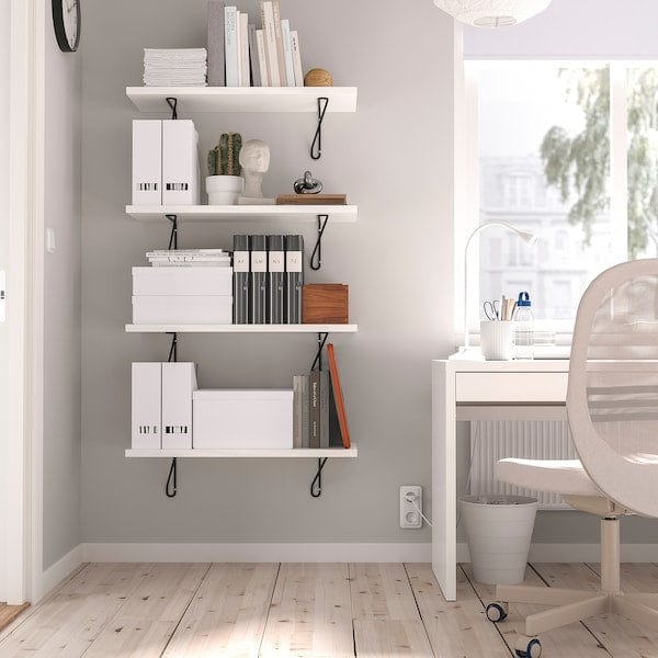 Ikea BERGSHULT / FÖRLÄGGARE - Wall shelf, black/white, 80x30 cm