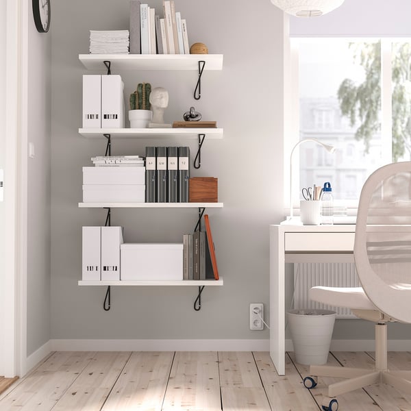 BERGSHULT / FÖRLÄGGARE wall shelf, black/white, 80x30 cm