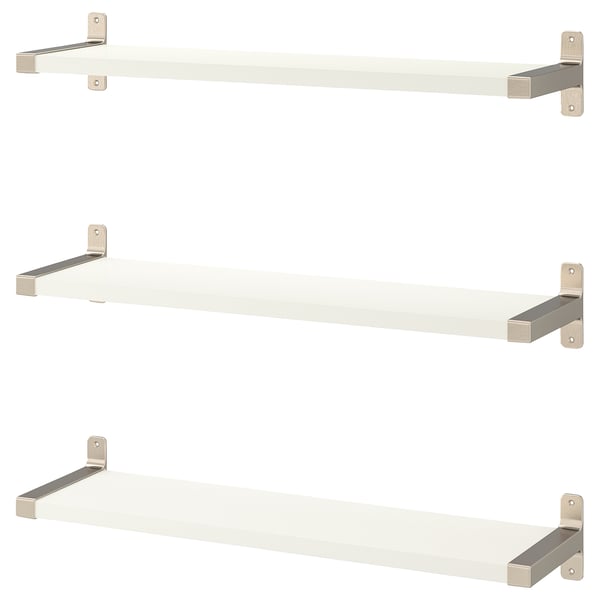 BERGSHULT / GRANHULT wall shelf combination, white/nickel-plated, 80x20 cm