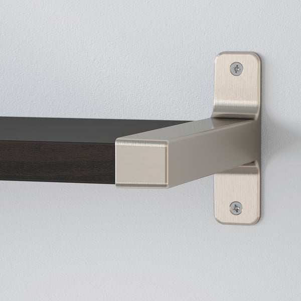 BERGSHULT / GRANHULT wall shelf combination, brown-black/nickel-plated, 80x20 cm
