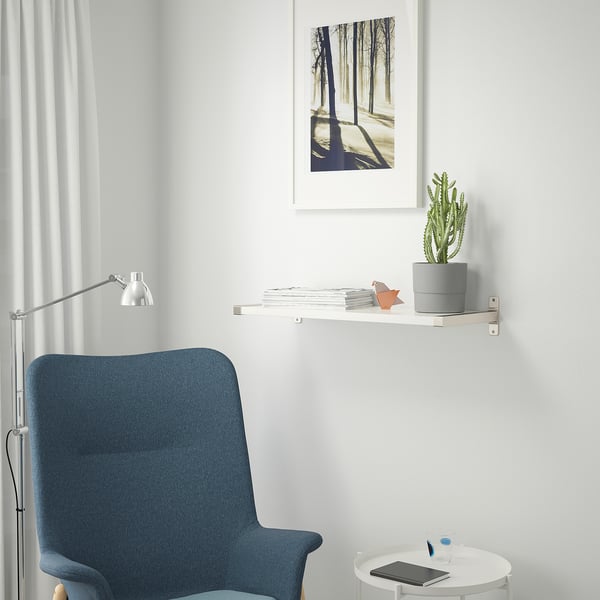 BERGSHULT / GRANHULT wall shelf, white/nickel-plated, 80x30 cm