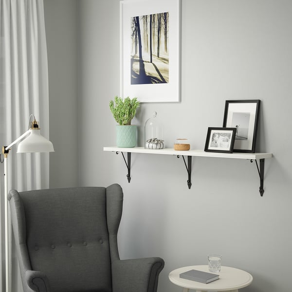 BERGSHULT / KROKSHULT wall shelf, white/anthracite, 120x20 cm