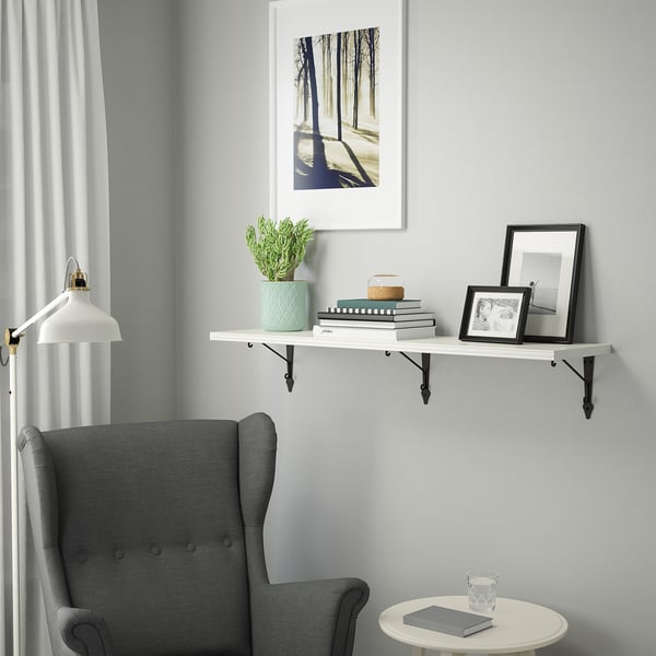 BERGSHULT / KROKSHULT wall shelf, white/anthracite, 120x30 cm