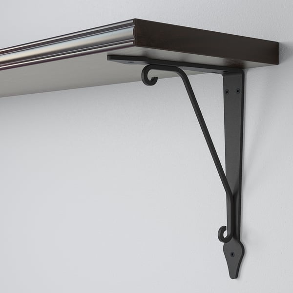 BERGSHULT / KROKSHULT wall shelf, brown-black/anthracite, 80x20 cm