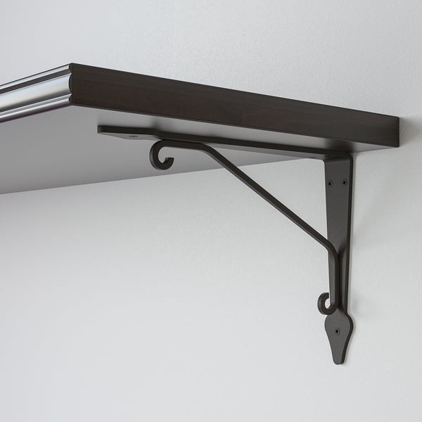 BERGSHULT / KROKSHULT - BERGSHULT / KROKSHULT Wall shelf, brown-black/anthracite, 120x30 cm