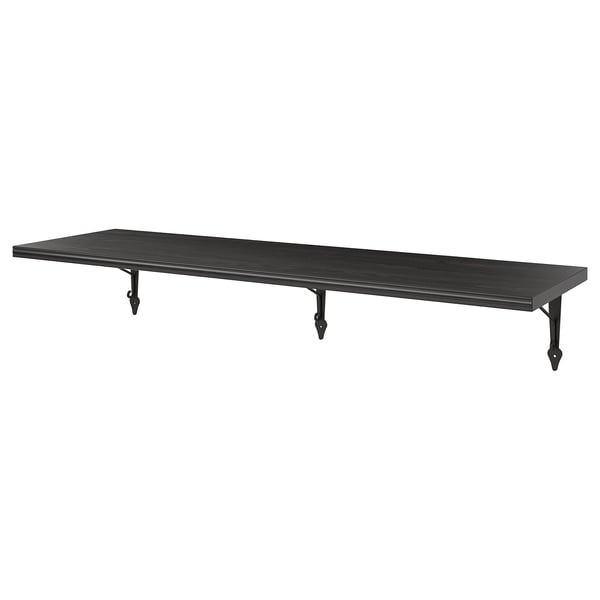 BERGSHULT / KROKSHULT wall shelf, brown-black/anthracite, 120x30 cm