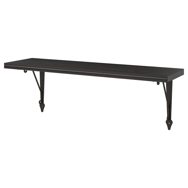 BERGSHULT / KROKSHULT wall shelf, brown-black/anthracite, 80x20 cm