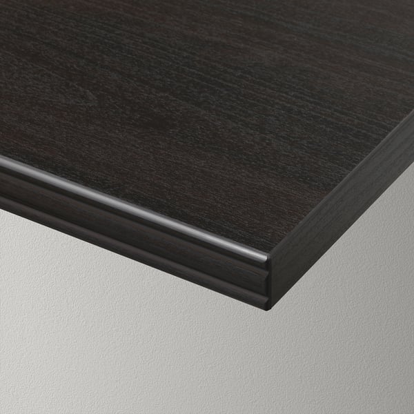 BERGSHULT / KROKSHULT wall shelf, brown-black/anthracite, 120x20 cm
