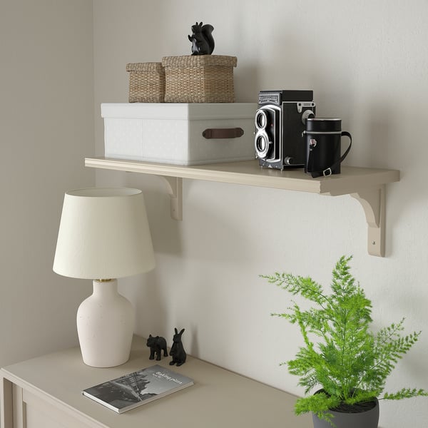 BERGSHULT shelf, grey-beige, 80x30 cm