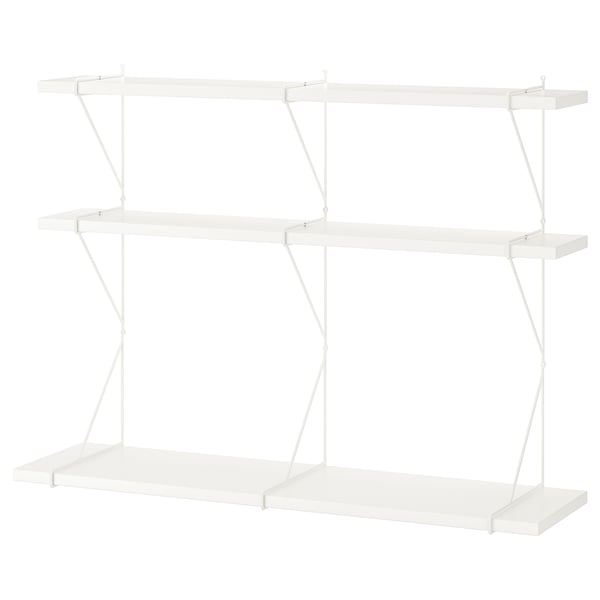 BERGSHULT / PERSHULT wall shelf combination, white/white, 120x30x91 cm