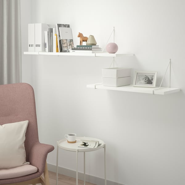 BERGSHULT / PERSHULT wall shelf combination, white/white, 120x30 cm