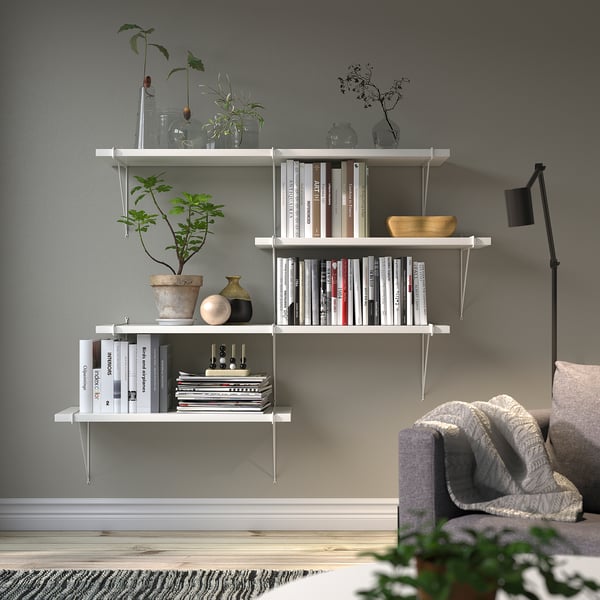 BERGSHULT / PERSHULT wall shelf combination, white/white