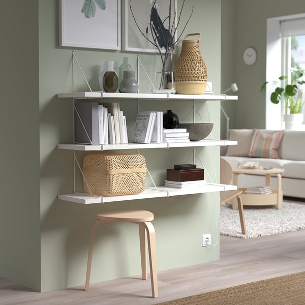 BERGSHULT / PERSHULT wall shelf combination, white/white, 120x30 cm