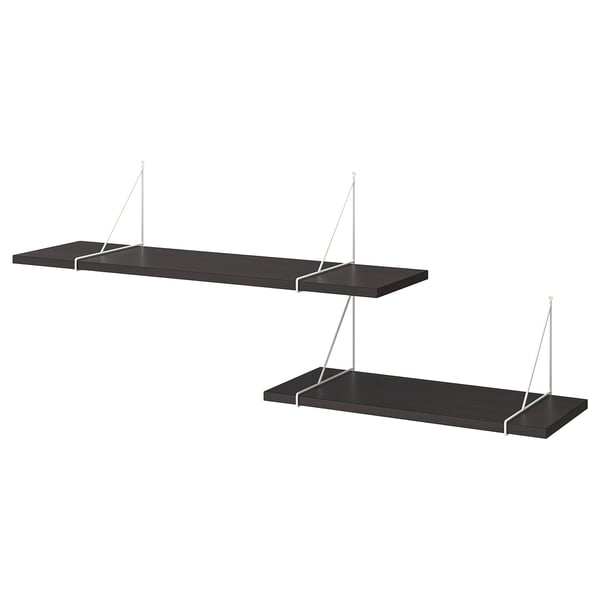 BERGSHULT / PERSHULT wall shelf combination, brown-black/white, 120x30 cm