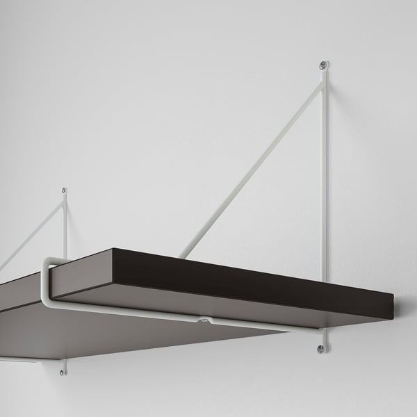 BERGSHULT / PERSHULT - Wall shelf combination, brown-black/white, 120x30 cm