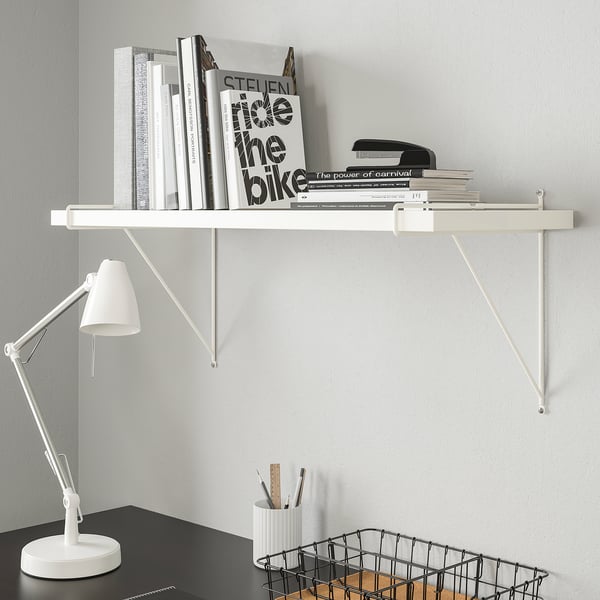 BERGSHULT / PERSHULT wall shelf, white/white, 80x30 cm