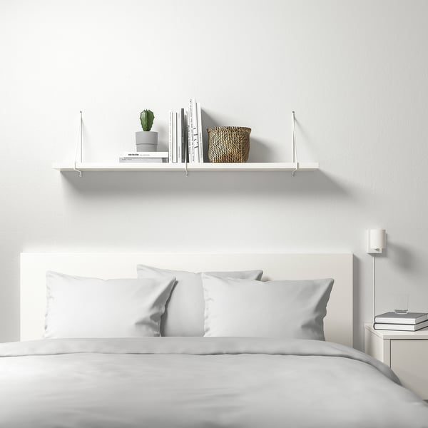BERGSHULT / PERSHULT wall shelf, white/white, 120x20 cm