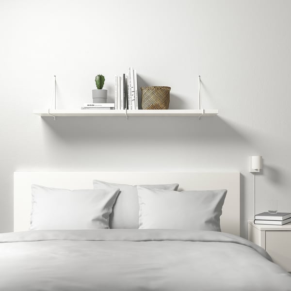 BERGSHULT / PERSHULT wall shelf, white/white, 120x30 cm