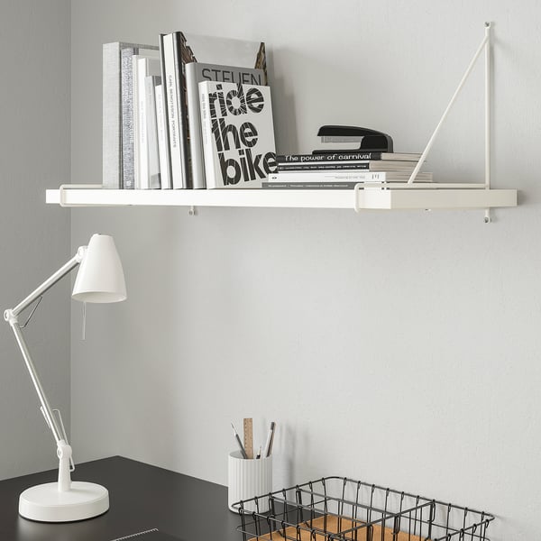 BERGSHULT / PERSHULT wall shelf, white/white, 80x30 cm