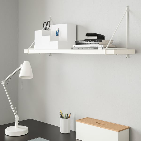 BERGSHULT / PERSHULT wall shelf, white/white, 80x20 cm
