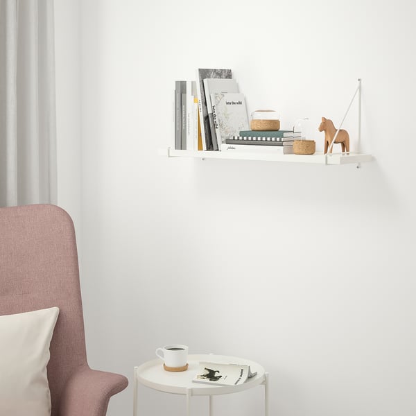 BERGSHULT / PERSHULT wall shelf, white/white, 80x20 cm