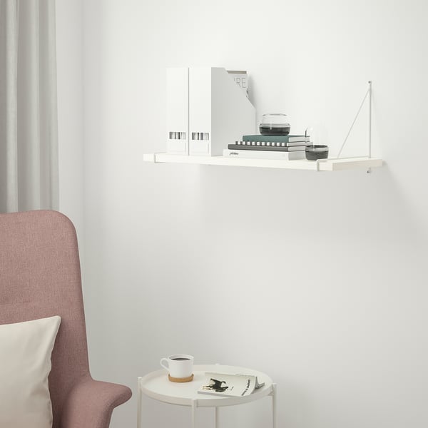 BERGSHULT / PERSHULT wall shelf, white/white, 80x30 cm