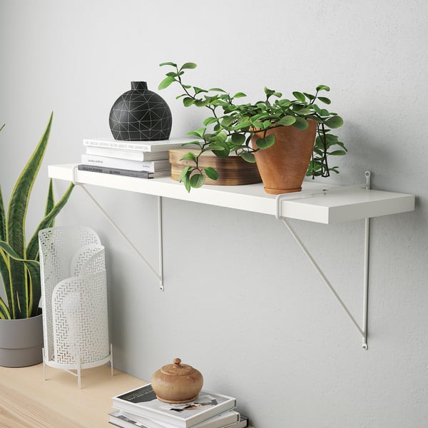 BERGSHULT / PERSHULT wall shelf, white/white, 80x20 cm