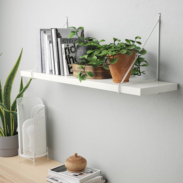 BERGSHULT / PERSHULT wall shelf, white/white, 80x20 cm