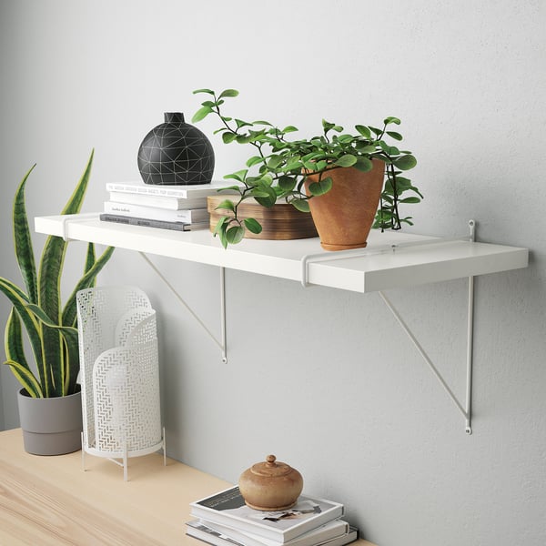 BERGSHULT / PERSHULT wall shelf, white/white, 80x30 cm