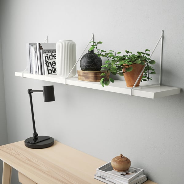 BERGSHULT / PERSHULT wall shelf, white/white, 120x20 cm