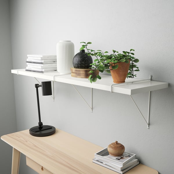 BERGSHULT / PERSHULT wall shelf, white/white, 120x30 cm