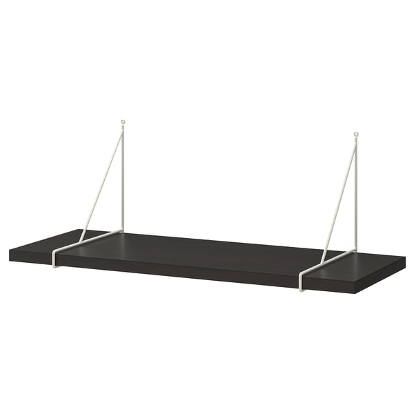 BERGSHULT / PERSHULT wall shelf, brown-black/white, 80x30 cm
