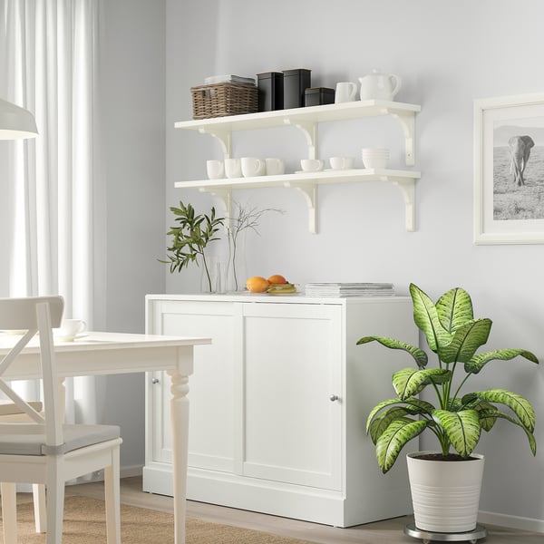 BERGSHULT / RAMSHULT wall shelf combination, white, 120x30 cm