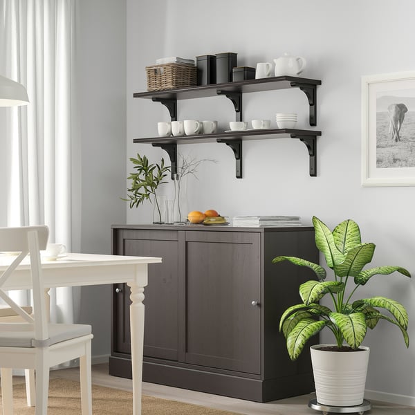 BERGSHULT / RAMSHULT - Wall shelf combination, brown-black, 120x30 cm