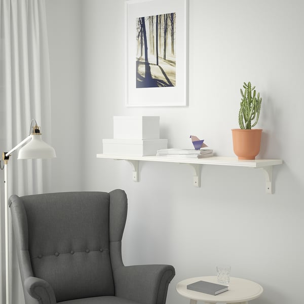 BERGSHULT / RAMSHULT wall shelf, white, 120x30 cm