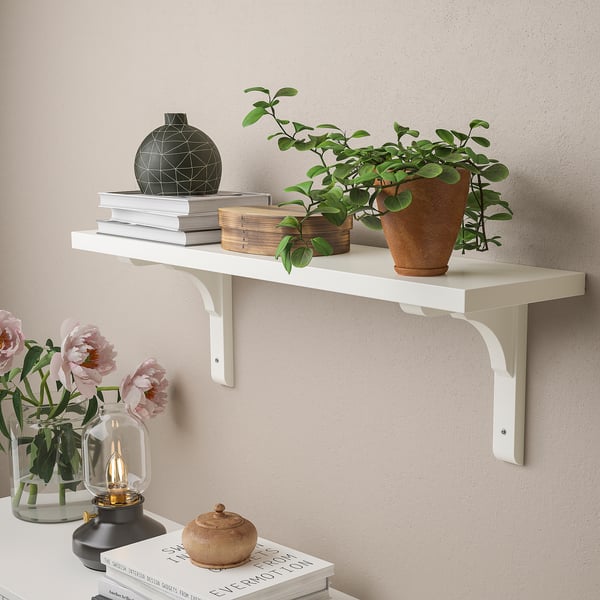 BERGSHULT / RAMSHULT wall shelf, white, 80x20 cm