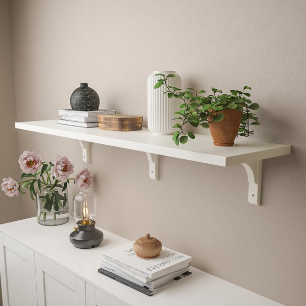 BERGSHULT / RAMSHULT wall shelf, white, 120x30 cm