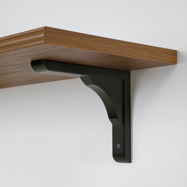 BERGSHULT / RAMSHULT wall shelf, walnut effect/black, 120x30 cm